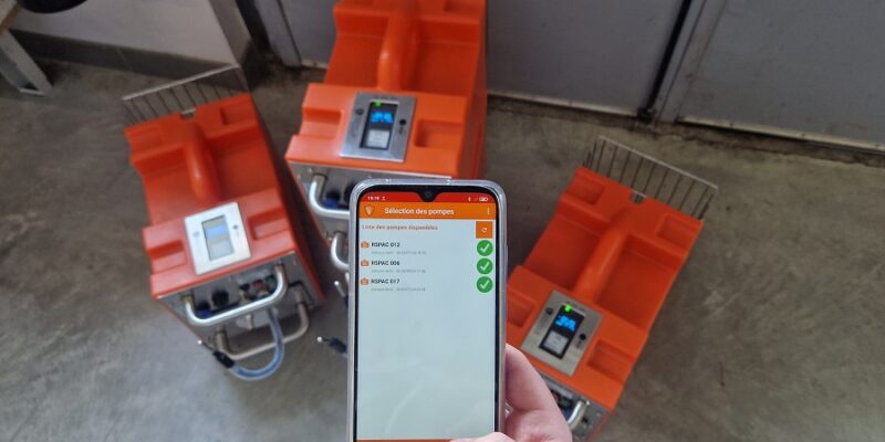 RSPAC pompe de prélèvement d'air amiante et fibre, application mobile pour programmer plusieurs pompes sur chantier